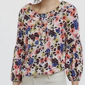 Anthropologie Maeve pansy field floral blouse size 4